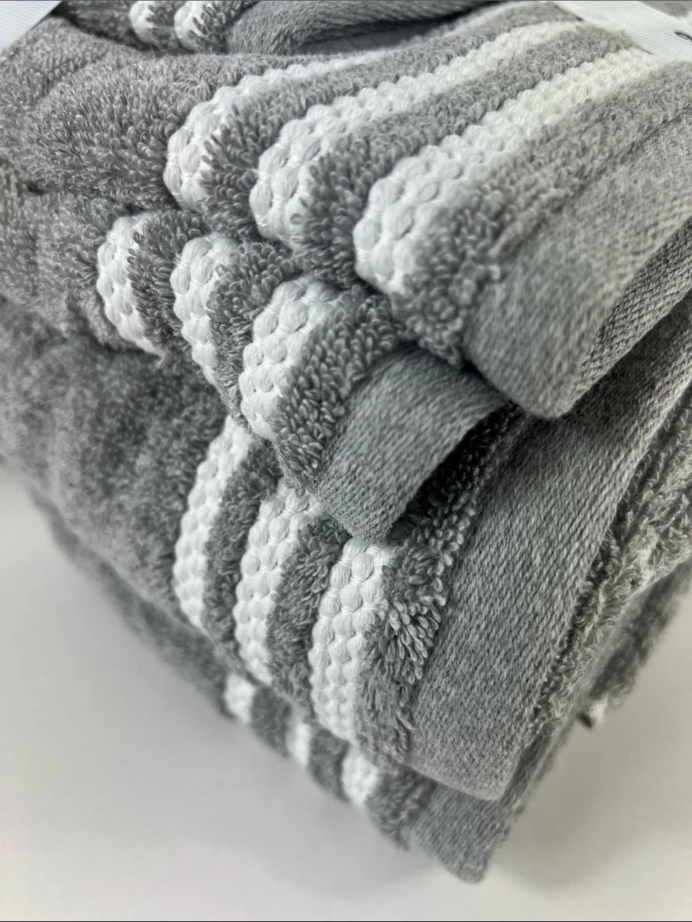 Ecoexistence Bath Towel Set Mélange Gray and White Soft Cotton 6-Piece Set NEW